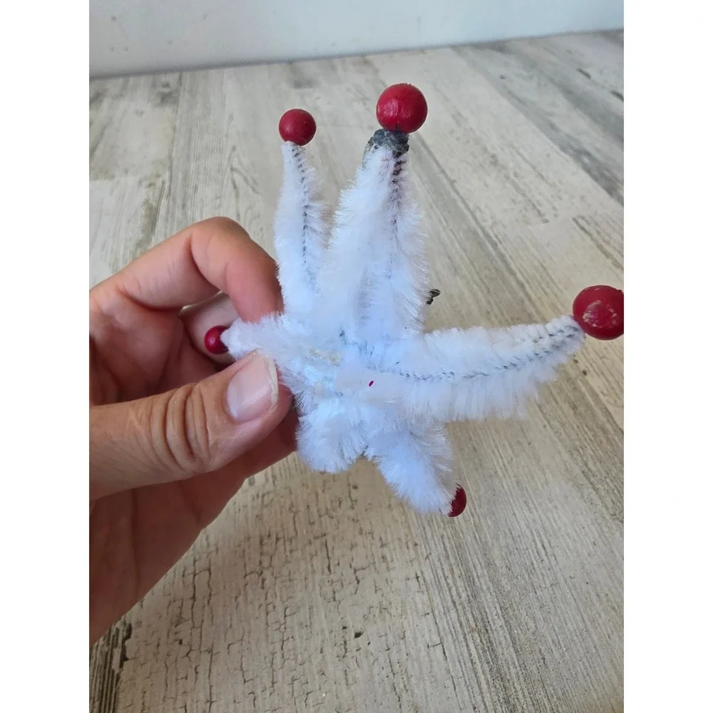 Vtg style snowman star ornament shabby chic Xmas tree